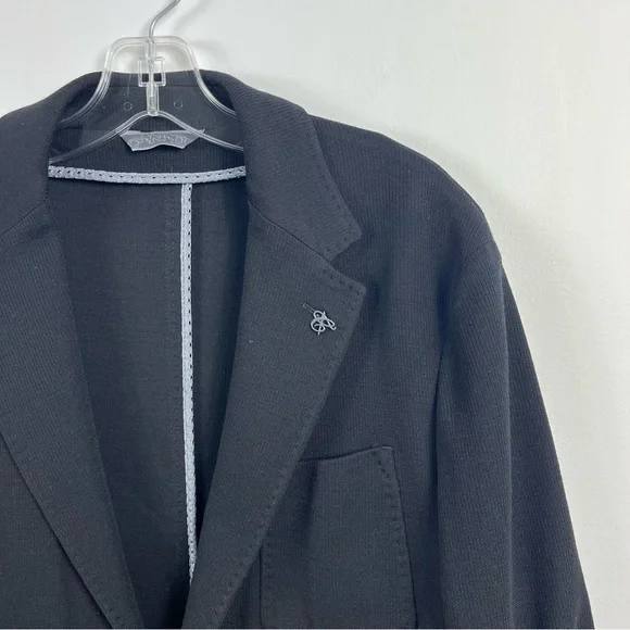 Canali Travel Knit Solid Black Sportcoat Suit Jacket Blazer Size 42 NWT